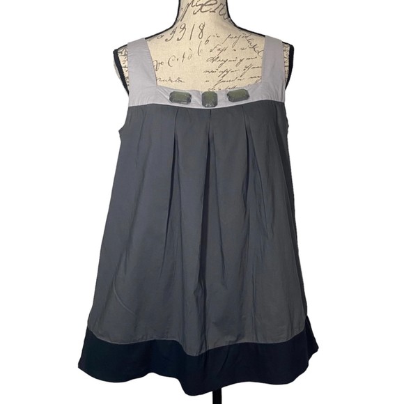 Daisy Fuentes Colorblock Gem Accent Sleeveless Top Size Medium Grey Black - Picture 1 of 5